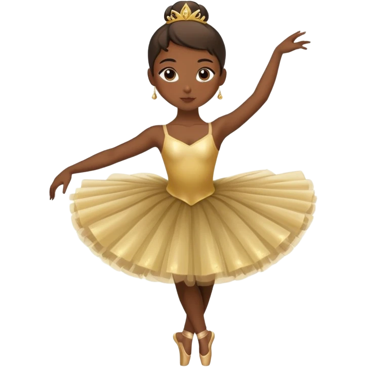 dark-skinned ballerina with golden tutu in classic pose emoji