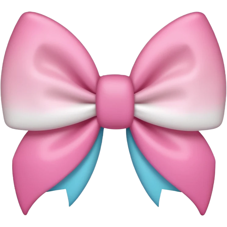 a bow in light pink with half white cheeks, emoji style, with a subtle gradient emoji