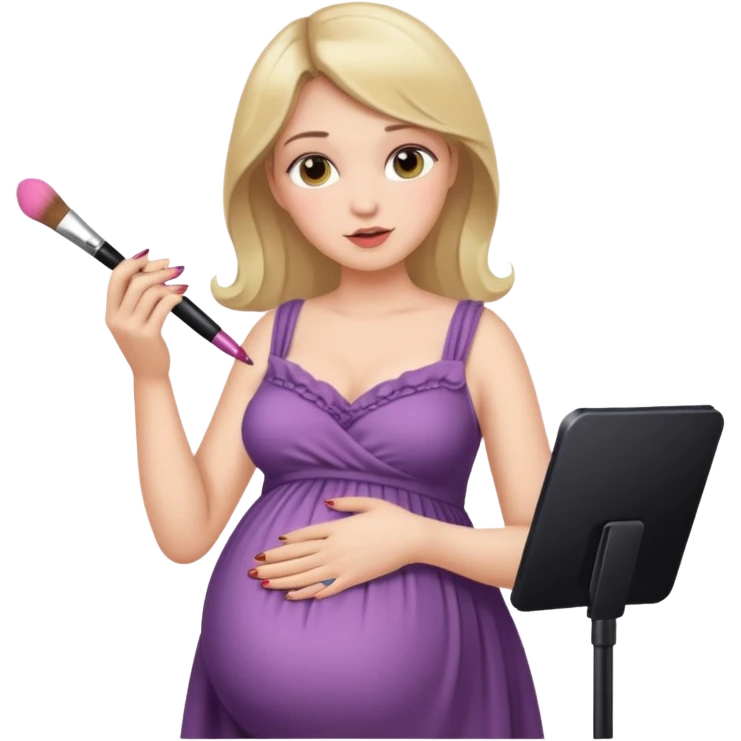 Pregnant women doing makeup  emoji