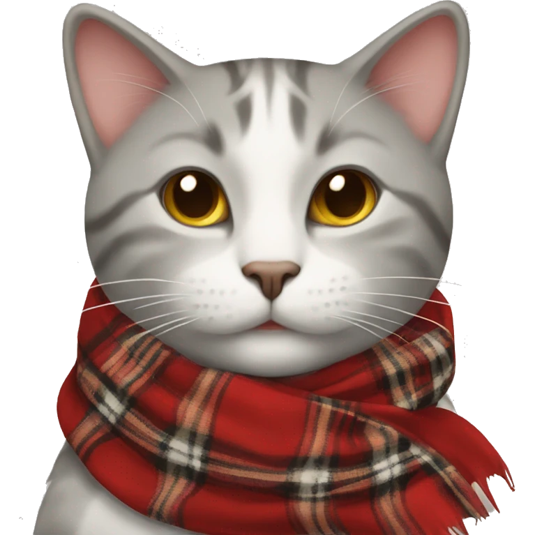 cat wearing a red plaid scarf emoji
