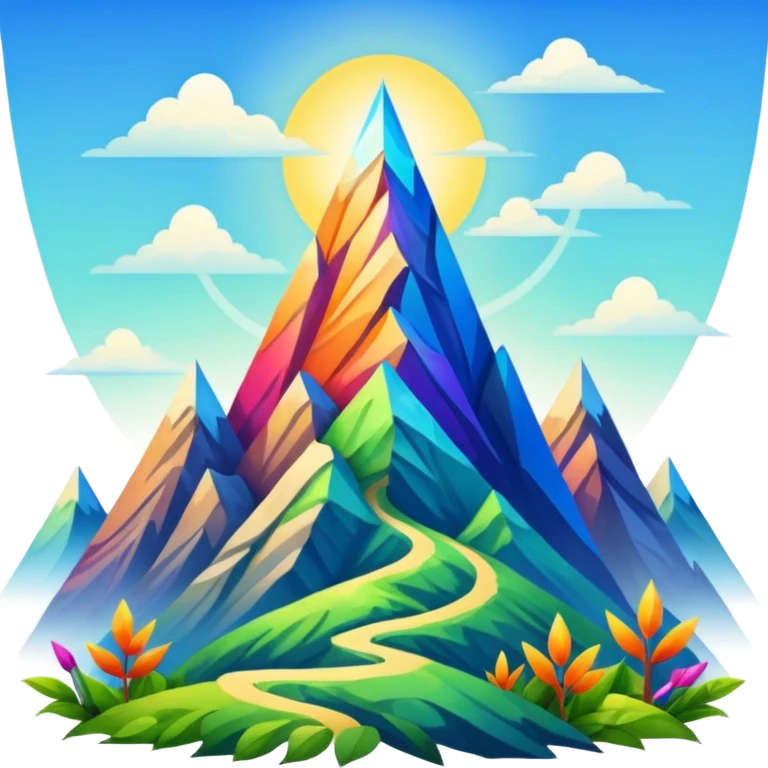 "Generate an inspiring emoji for spiritual growth. Upward arrows, growing plants, ascending light, mountain peaks, or transformation symbols. No human figures - focus on growth, progress, and spiritual elevation through abstract shapes." emoji