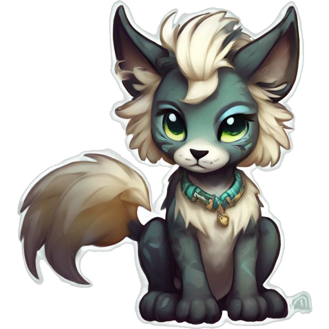 Cool cute Kawaii edgy fantasy shiny animal  fursona Fionbri vernid by griffsnuff & LiLaiRa & Falvie full body emoji