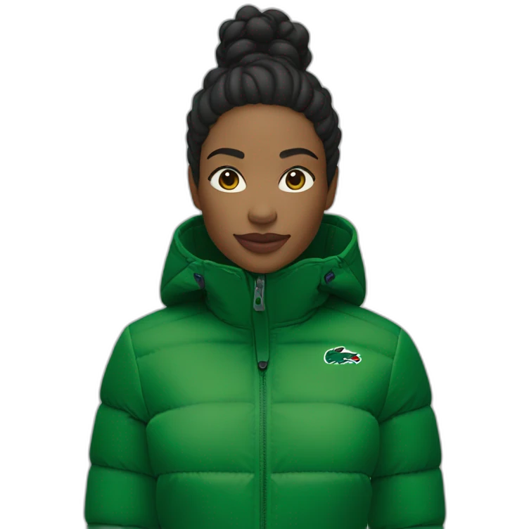 Black woman using Lacoste puffer jacket emoji