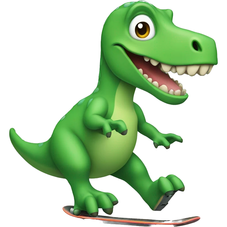 Green Dinosaur riding a skateboard  emoji