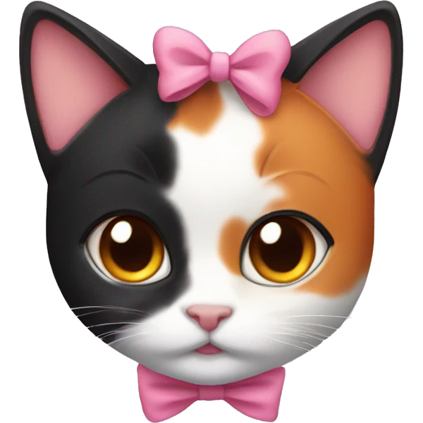 cute orange black calico cat with pink bow  emoji