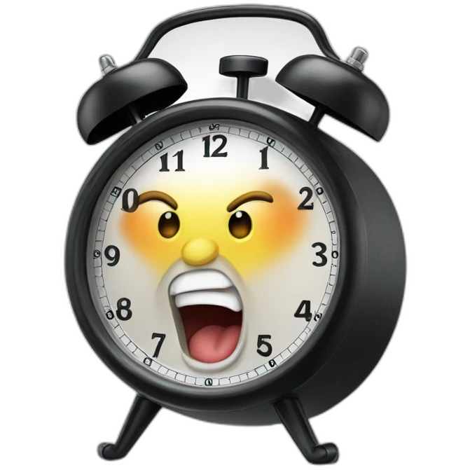 Screaming alarm clock emoji
