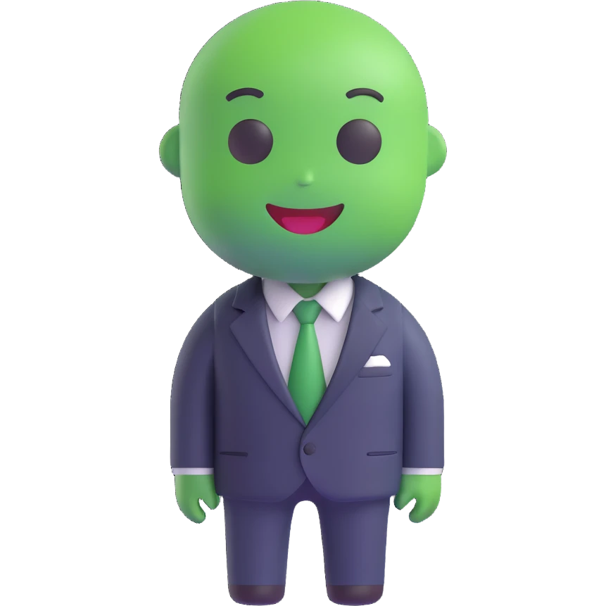 green manager emoji, wearing a suit, friendly, leadership appearance, modern style emoji