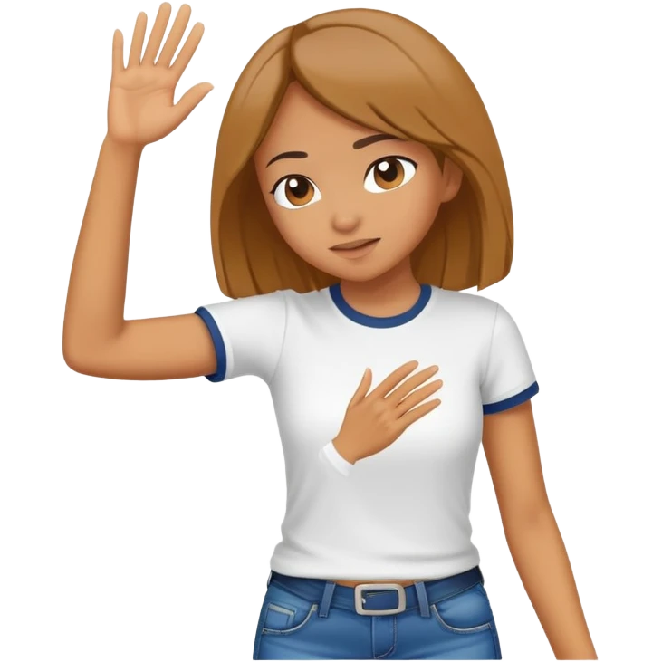 A girl doing the dab emoji