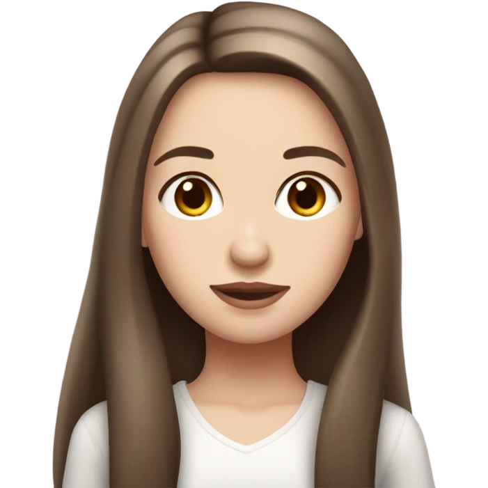 pink Parisian brunette girl long straight hair and brown eyes and pale skin  emoji