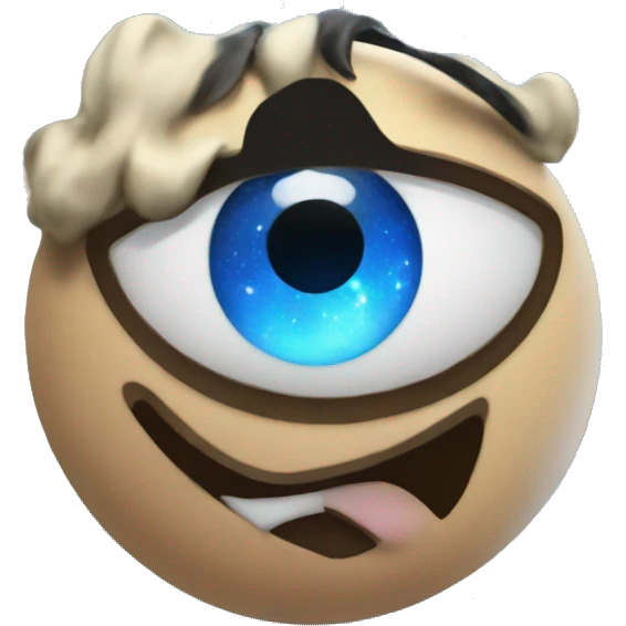 Emoji with blue galaxy eyes emoji