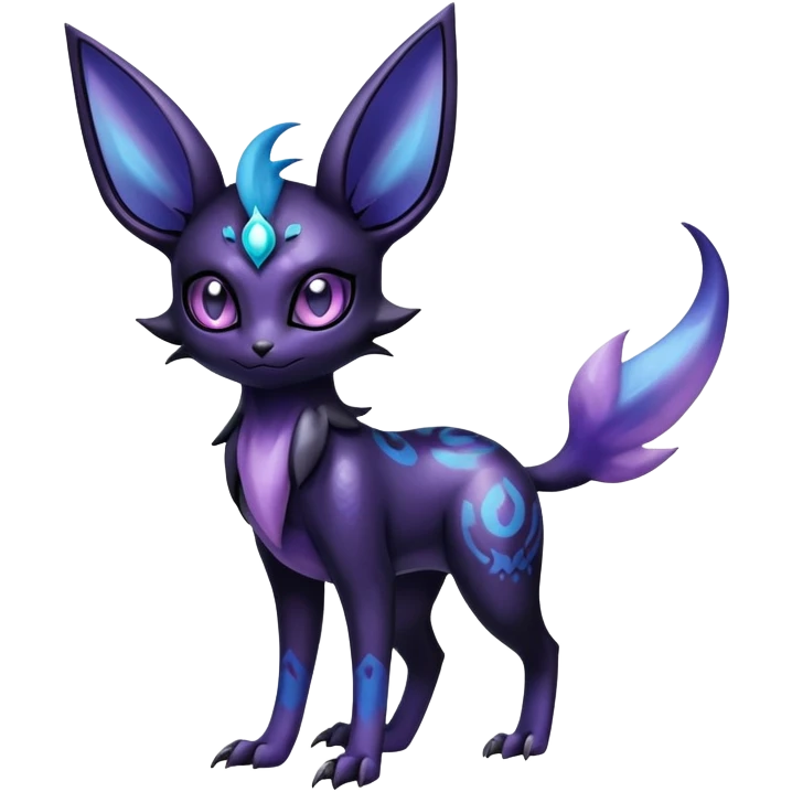 Shiny Dark-gradient Exotic Badass Royal Mysterious Gothic Noibat-Espeon-Umbreon-Pokémon-Fakémon-hybrid-creature (full body) emoji