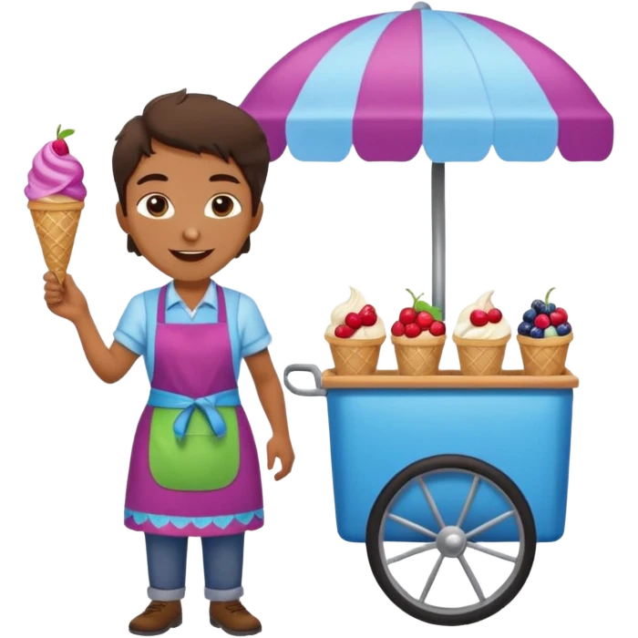 Vendor + berry cart,Ice Cream Vendor. emoji