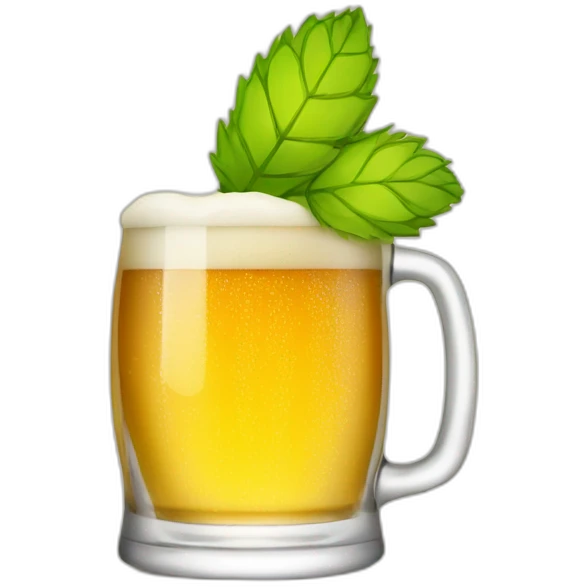 A small glass of beer with hop logo on the glass  emoji