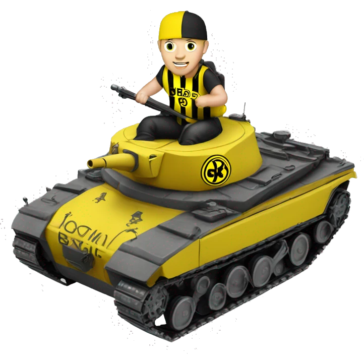 Bvb dortmund fan riding on a tank emoji