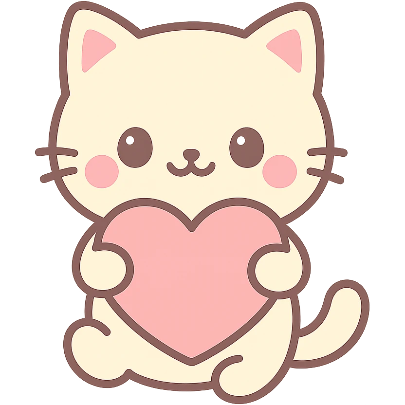 cat holding a heart emoji