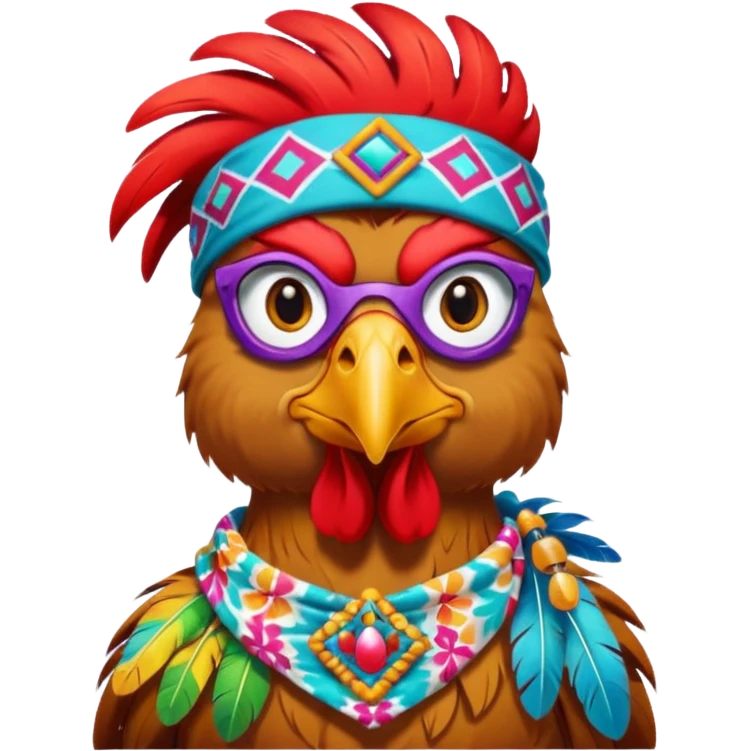 hippie rooster emoji