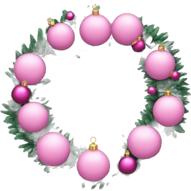 Pink wreath with ornaments  emoji