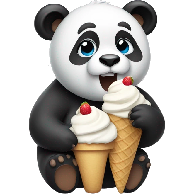 Panda eating ice cream emoji