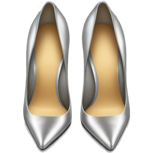 Realistic isolated top view of a pair of silver pointed toe high heel shoes. emoji