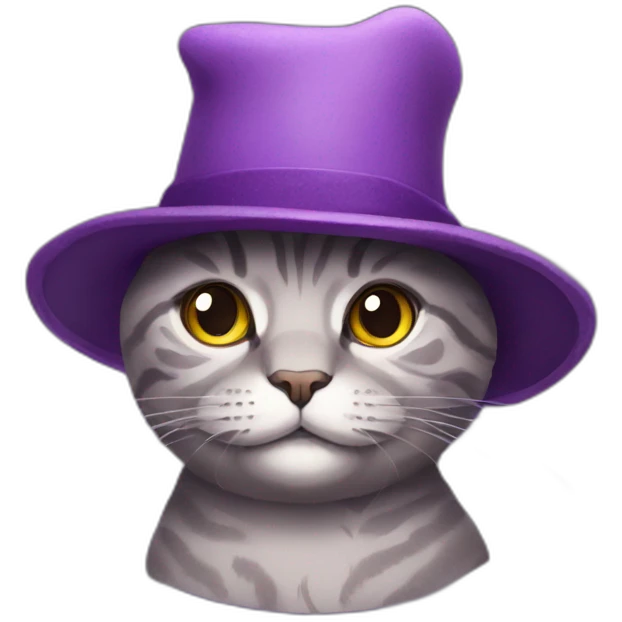 Purple cat wearing a hat emoji