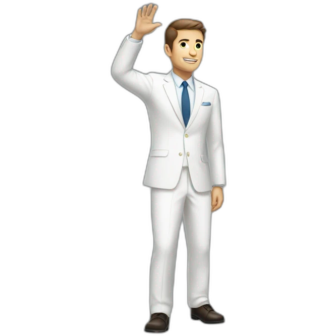 a white suit man with palm raised emoji