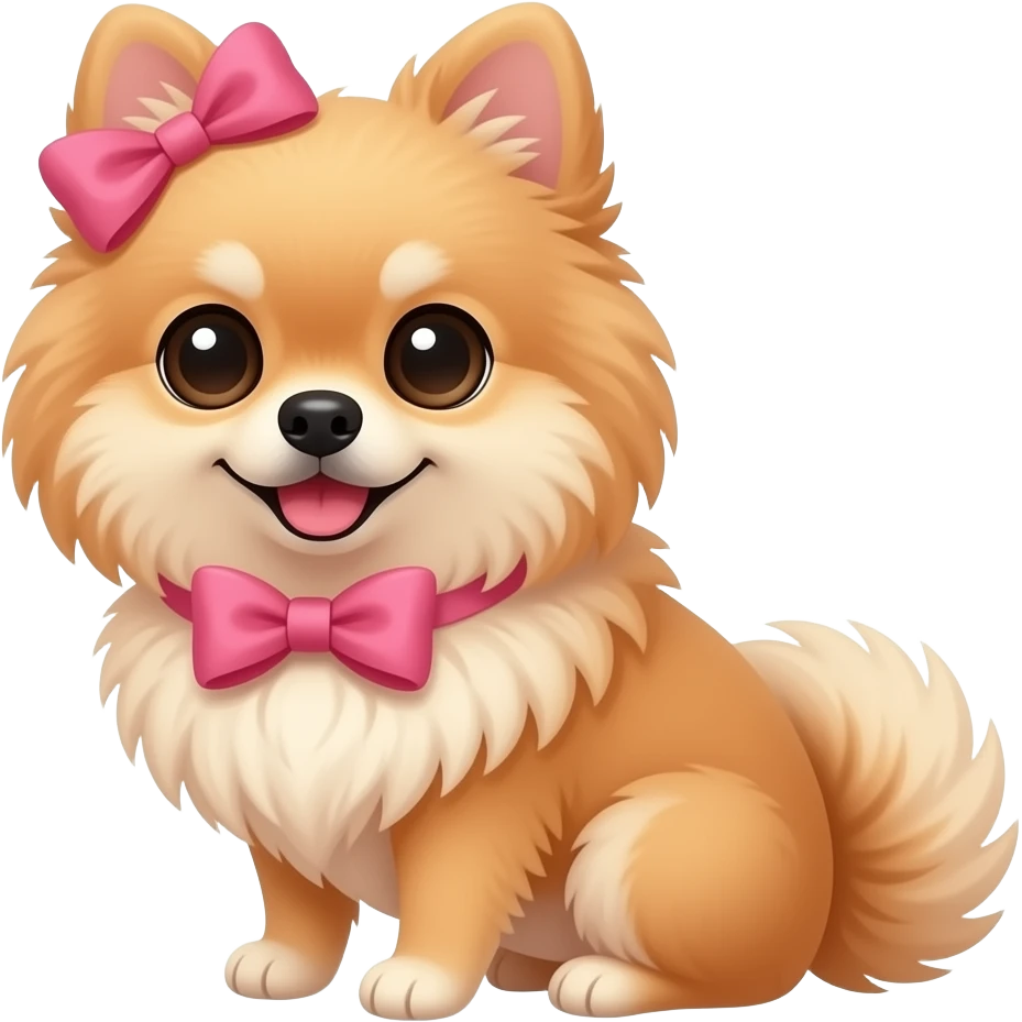 Pomeration with a pink bow emoji