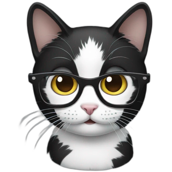 Black and white Cat with glasses emoji