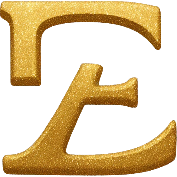 Golden glitter letter e emoji