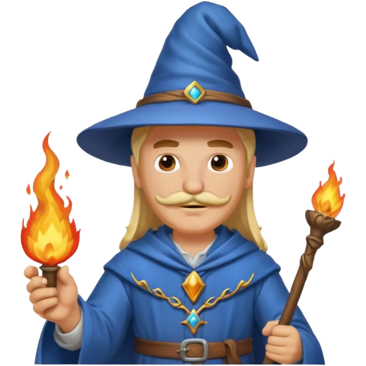 fire blonde wizard with mustache emoji