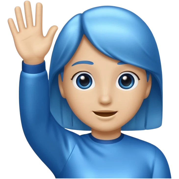 a blue 67 waving its hands emoji