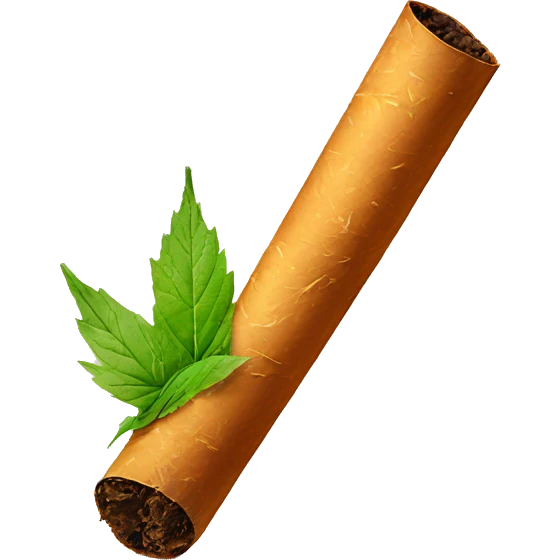Brown cigarette with green tobacco inside emoji