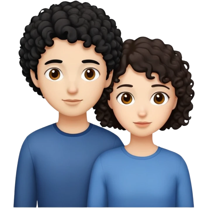 Two friends, one with black curly hair, the second hair is short and brown and they are next to each other emoji