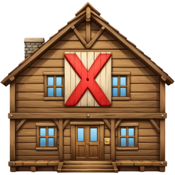 an inn with a big X on it emoji