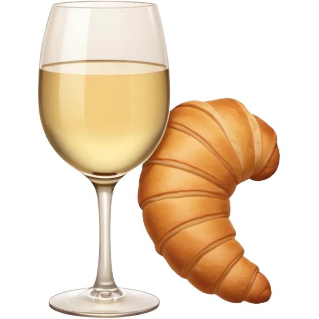French cuisine humanless avatar in clean emoji-style illustration. Croissant and wine glass, soft beige tones, simple shapes, flat design, refined and cozy. emoji