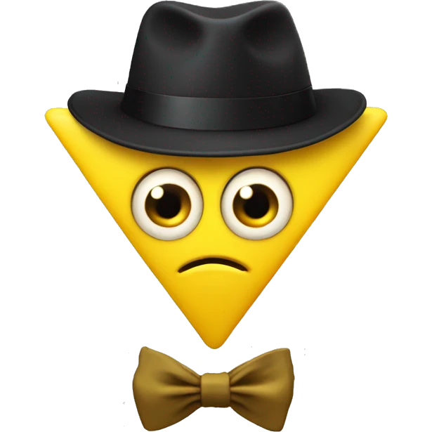 yellow triangle with a hat arms legs a bowtie and a eye emoji