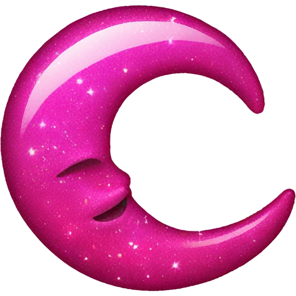 Hot pink crystallized crescent moon with glitter and lights dangling  emoji