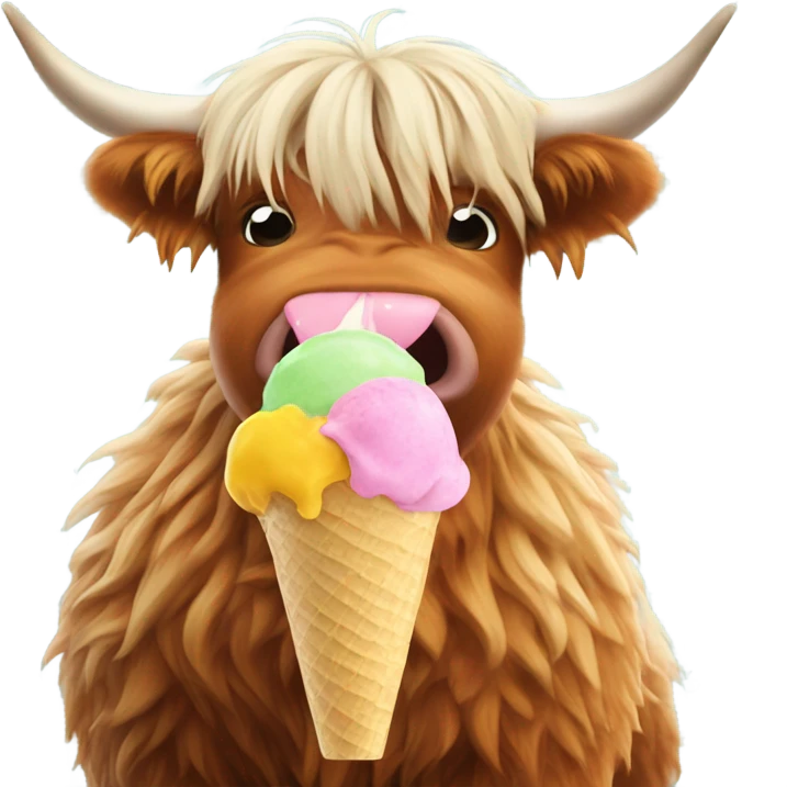 highland cow eating an icecream emoji