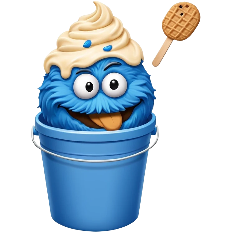 Bucket of Cookie monster ice cream emoji