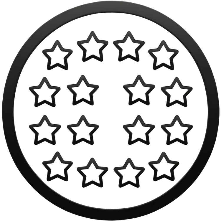 Can u make a emoji with 15 stars in a circle no face no nothin just lines and nothing in the middle and the stars have nothing it in too just lines black and white no face  emoji