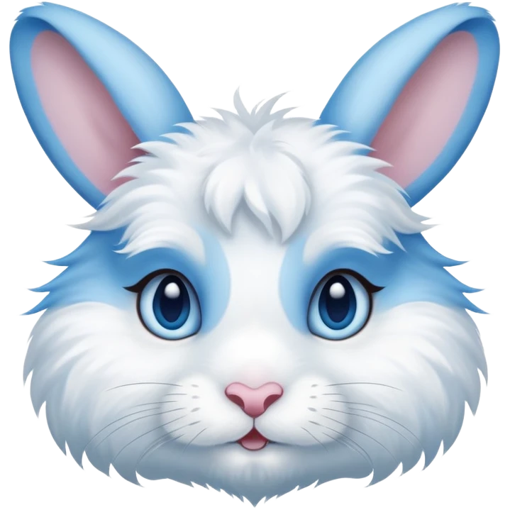 blue and white rabbit with ocean blue eyes emoji