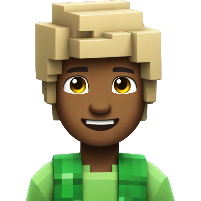 minecraft boy in green clothes, he is happy emoji