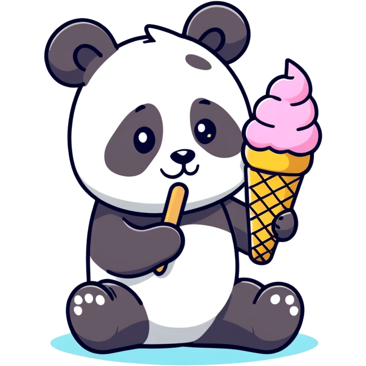 Panda eating ice cream emoji