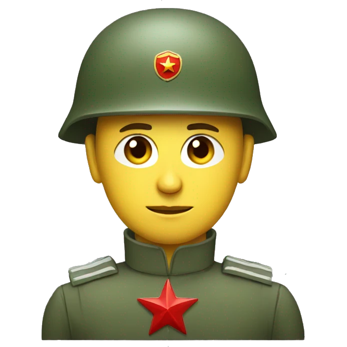 ussr soldier serious with military helmet emoji