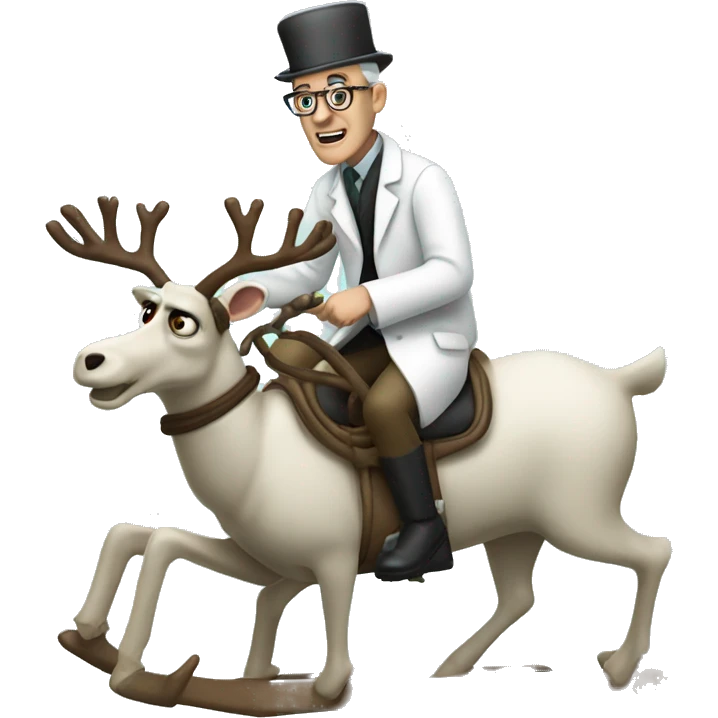 Dr. Finklestein riding his skeleton reindeer  emoji