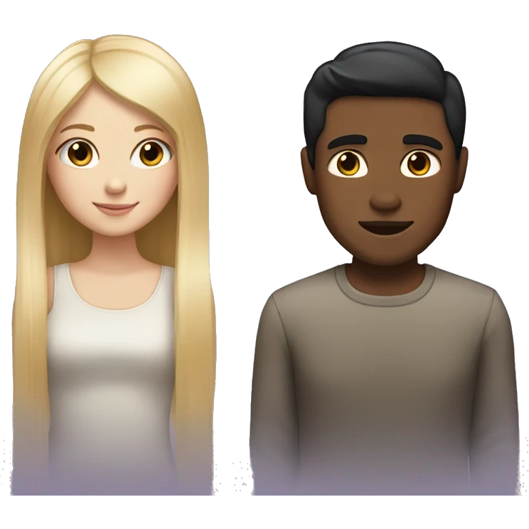 White skin girl with blonde hair and light brown skin guy with straight black hair emoji