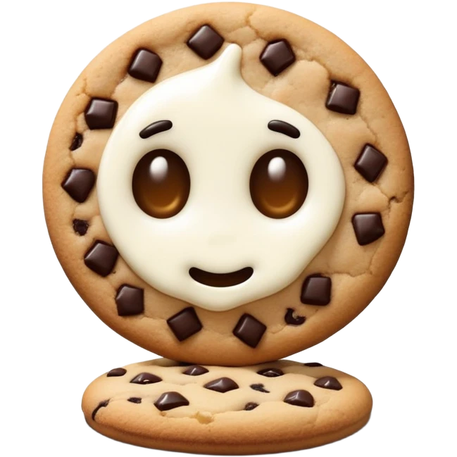 Shadow Milk Cookie character, mysterious and dark, with cookie features and a shadowy aura emoji