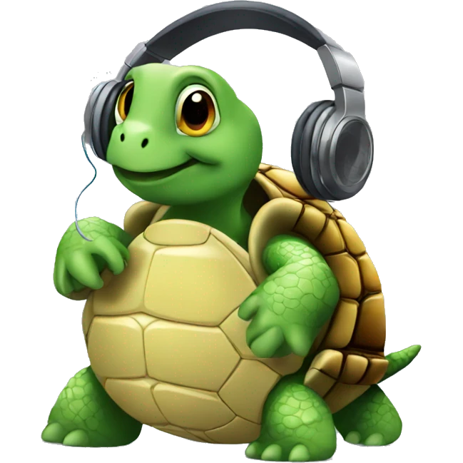 turtle listening to music emoji