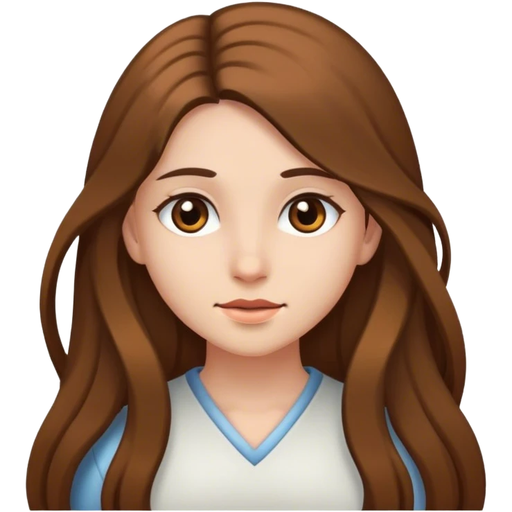 una chica, pelo largo, con ojos marrones y piel blanca emoji