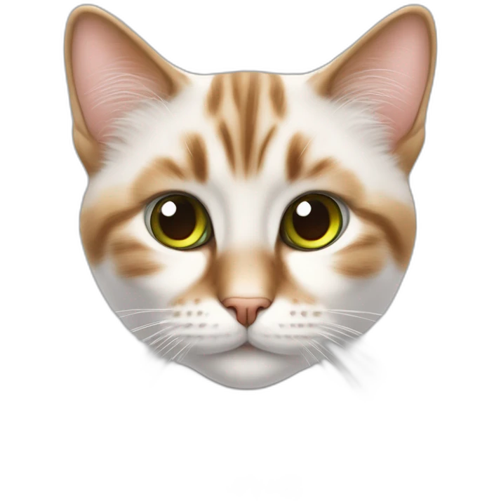 Chat blanc aux poils mis long, aux yeux verts, avec petit bout des oreilles marron emoji