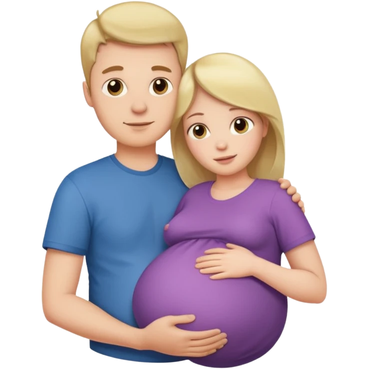 Boyfriend holding pregnant girlfriends belly emoji